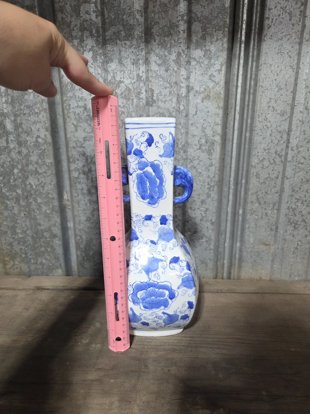 Blue and White Floral Porcelain Vase